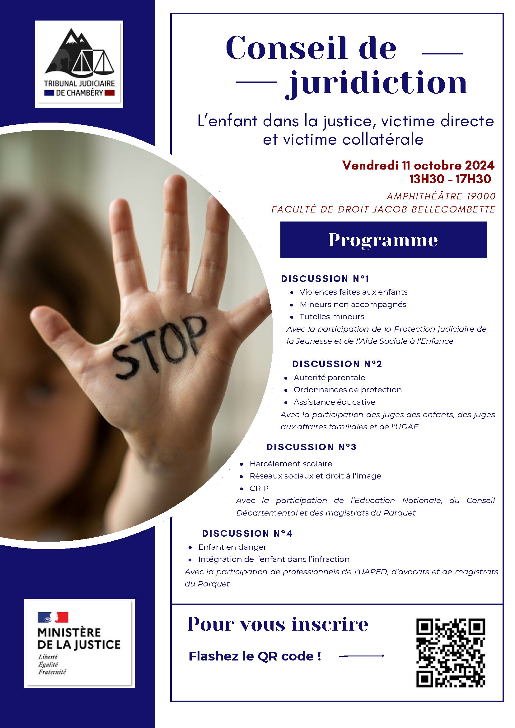 Conseil de juridiction – « L’enfant dans la justice, victime directeet victime collatérale » organisé par le tribunal judiciaire de Chambéry.