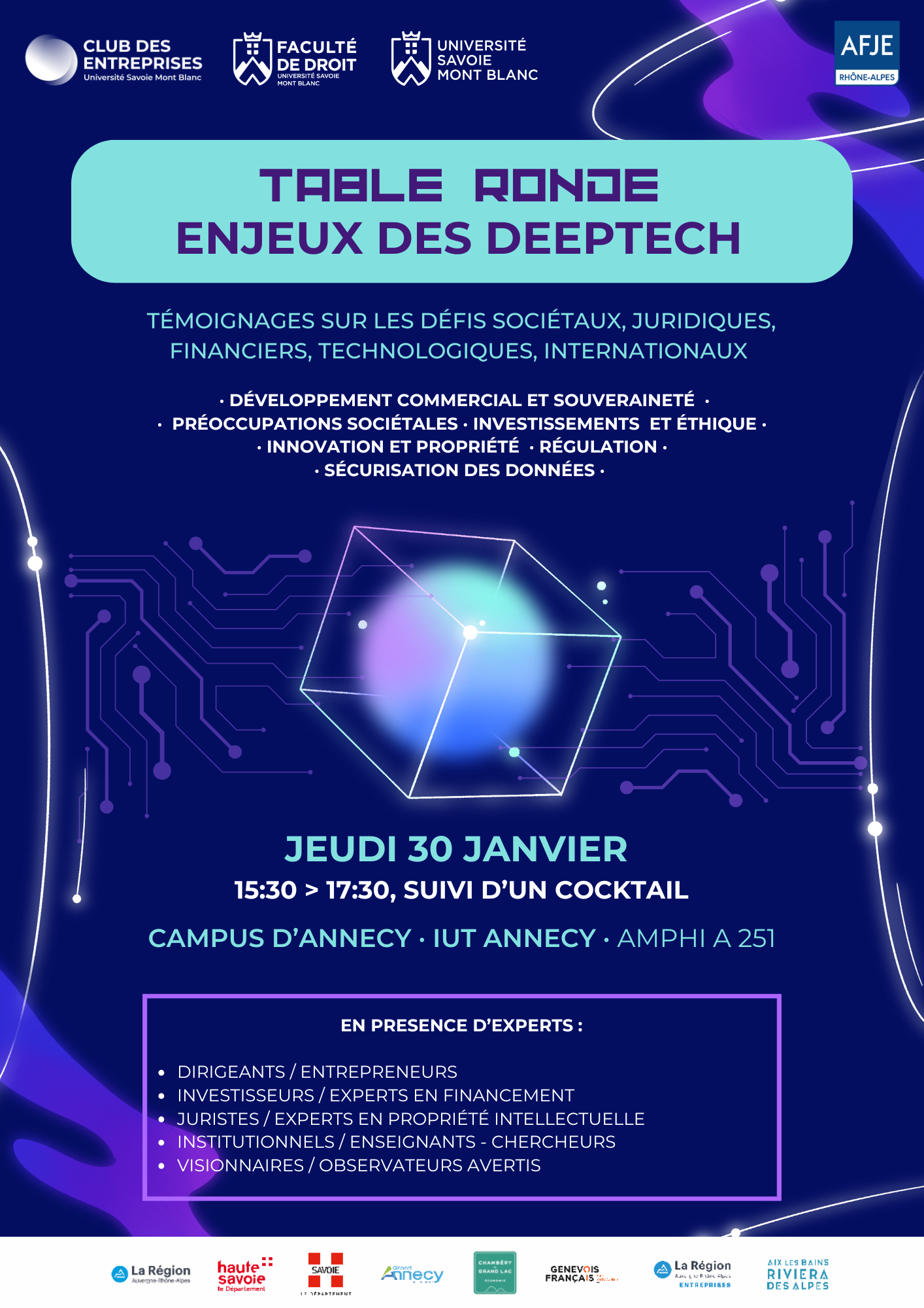 Une table ronde sur les enjeux des deeptech à Annecy sur le campus de l'Université Savoie Mont Blanc